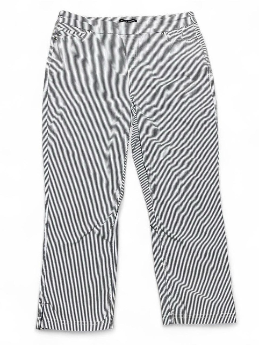 Mario Serrani Pants Womens Large Blue White Pin Striped Stretch Cropped Italy